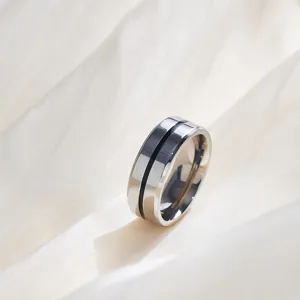 Minimalist titanium steel ring with chic line design for modern daily wear and style.