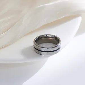 Minimalist titanium steel ring for daily wear, neutral style band jewelry main view display.