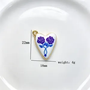 Detailed close-up shot of the enamel rose heart pendant, highlighting fine craftsmanship.