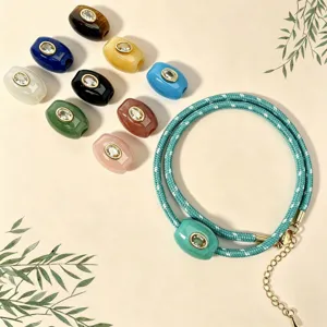 Retro Naturstein Böser Blick Anhänger Für DIY Halskette Herstellung Vintage Oval Zirkonia Eingelegt Schmuck Zubehör Für Paare
