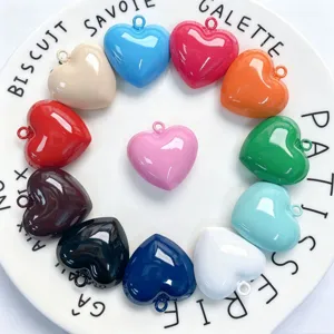 Western Style Copper Electroplated Heart Pendant Lacquer DIY Craft Necklace Accessories For Women Colorful Heart Shape Jewelry