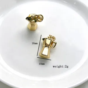 Pendentif breloque cafetière moka dorée pour bijoux DIY collier bracelet porte-clés.