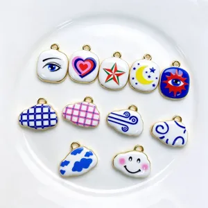 Copper plated enamel charms, DIY cute cloud star heart jewelry pendant accessories for necklace.
