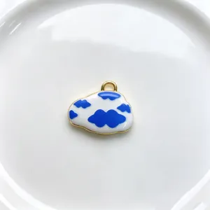 Blue white cloud enamel pendant charm diy copper jewelry accessory for necklace bracelet making