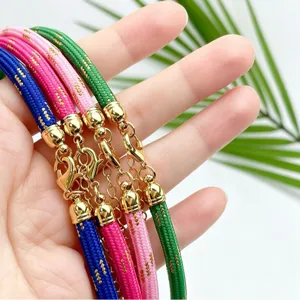 Colorful polyester braided cord with gold lobster clasp detail for DIY jewelry making