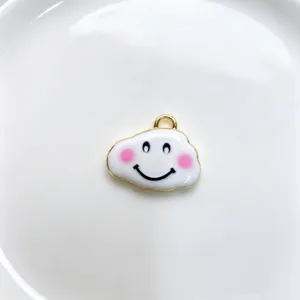 Enamel cloud smiling face pendant cute charm for DIY necklace jewelry making accessories