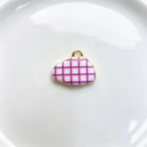 DIY pink grid cloud pendant charm copper gold plated jewelry making accessory for necklace