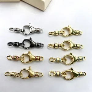 Copper micro pave DIY jewelry clasp spring clasp necklace bracelet connector accessories.