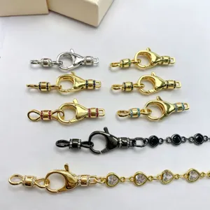 DIY Jewelry Findings Copper Micro Pave Rhinestone Spring Clasp Connector For Bracelet Necklace Making Fashion Accessories
