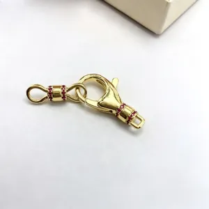 Gold plated copper micro pave DIY jewelry clasp lobster connector for bracelet necklace