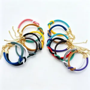 Colorful braided rope couple bracelet adjustable handmade friendship bracelet jewelry gift