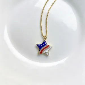 Collana stella strass bandiera moda tendenza catena oro ciondolo gioiello accessorio