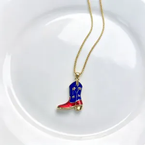 Collana con ciondolo stivale da cowboy e catena dorata, gioiello alla moda per donna.