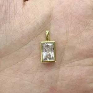 Pendente in zircone cubico rettangolare placcato oro accessorio per gioielli fai da te