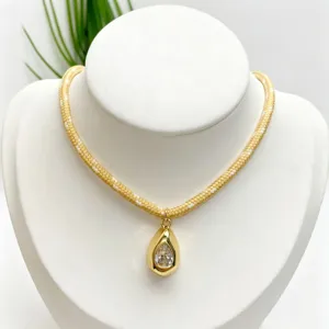 Exquisite teardrop pendant necklace featuring braided rope design for daily sweet fashion wear.