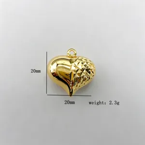 Gold heart pendant charms 20mm DIY jewelry making accessories charm necklace components