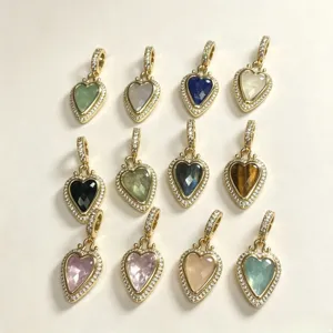 Vintage süße coole herzförmige Naturstein Anhänger DIY Schmuck Zubehör Detailansicht.