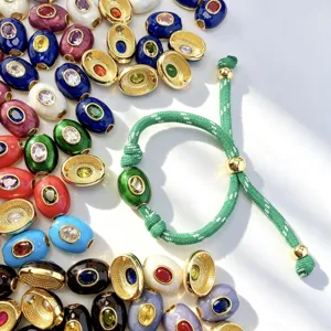 Perles tonneau émaillées colorées plaquées cuivre pour bracelet et collier DIY bijoux