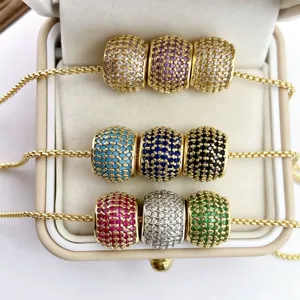 Perline distanziatrici con strass micro incastonati catena oro collana DIY accessori.