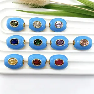 Perles tonneau émaillées colorées plaquées cuivre pour accessoires de bijoux bracelet DIY