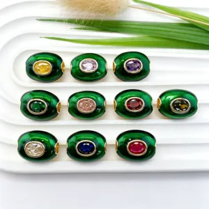 Vue de détail de perles de baril d'huile colorées accessoires de bijoux DIY plaqué cuivre