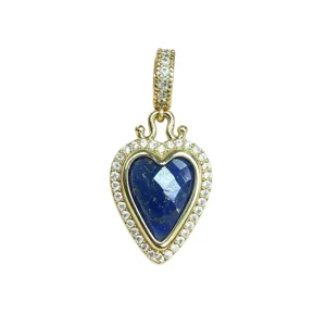 Exquisites herzförmiges natürliches Lapislazuli-Anhänger mit Zirkon, Hauptartikel.