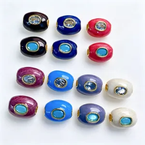 Perles tonneau colorees goutte huile cuivre plaque creation bijoux DIY accessoires charms.