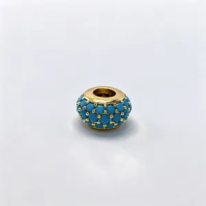 Gold-plated turquoise charm bead large hole DIY jewelry accessory bracelet necklace