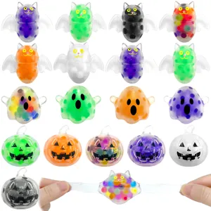 Jouet à Presser TPR d'Halloween Boule de Perles Fantôme Chauve-Souris Citrouille Design Soulagement du Stress Jouet Sensoriel Nouveauté