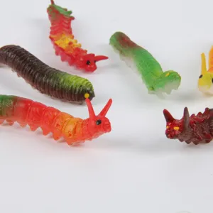 Set realista de juguetes de oruga de plástico, accesorios graciosos, modelos de gusanos coloridos.
