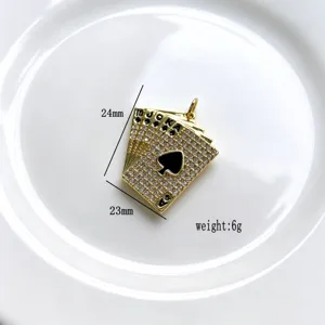 Επίχρυσο Κρεμαστό Πίκας Πόκερ με Στρας Μόδα DIY Κολιέ Αξεσουάρ Κοσμημάτων Στιλ