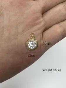 Vergoldeter runder Zirkon Anhänger Halskette 15mm 12mm minimalistischer Schmuck