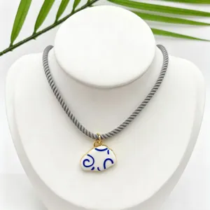 Chic copper-plated drip oil cloud pendant necklace with grey cord for daily fashion wear.