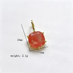 Square colored zircon pendant 18K gold copper DIY jewelry accessory fashionable elegant charm