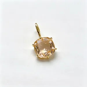Square champagne cubic zirconia 18k gold plated pendant charm for diy jewelry making detail.