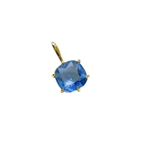 Exquisite square blue cubic zirconia gold pendant DIY jewelry accessory for stylish wear.