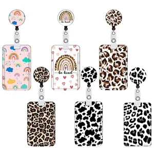 Intrekbare Badgehaspel ID Kaarthouder Lanyard Set Naamplaatje Houder met Sleutelhanger en Riemclip voor Kantoor School