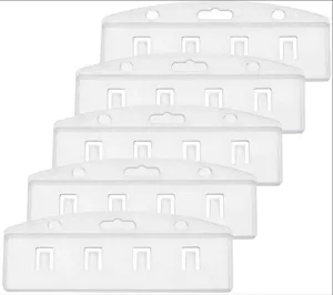 Set di porta badge orizzontale in plastica trasparente, custodia protettiva minimalista.