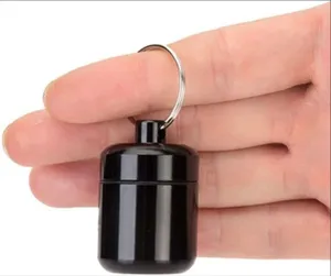Boîte à pilules étanche en aluminium porte-clés capsule de survie en métal portable pot