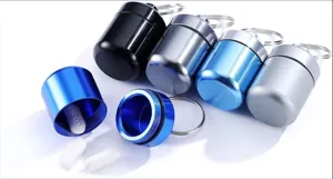 Boîte à pilules étanche en aluminium porte-clés conteneur de pilules de poche voyage