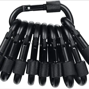 Schwere Aluminiumlegierung Karabiner D-Ring Feder-Schnappverschluss Mit Schraubverschluss Reise Schlüsselanhänger Clip Outdoor