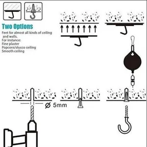Retractable cable management system ceiling installation guide with dual mounting options.