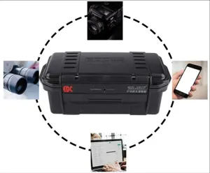 Outdoor waterproof hard case detail showing sturdy protective storage structure and multiple uses.