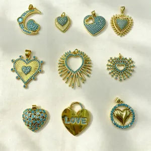 European American Fashion Love Micro Inlaid Zircon Necklace Pendant Niche Design Trendy DIY Jewelry Copper Accessories