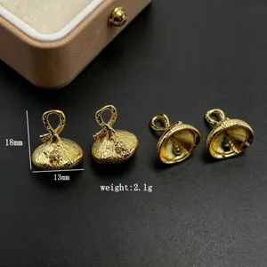 Capuchon de perle cloche en zircon micro-pavé plaqué cuivre accessoire bijou DIY vue.