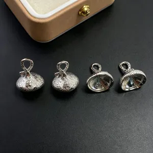 Capsules de perles cloches plaquees cuivre plateaux pendentifs filetes accessoires bijou