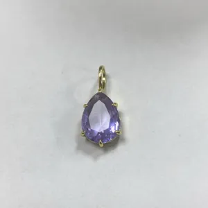 Ciondolo in zirconia cubica viola taglio a pera placcato oro gioiello versatile