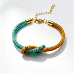 Two-tone braided Milanese cord knot bracelet with adjustable gold chain for couples daily wear