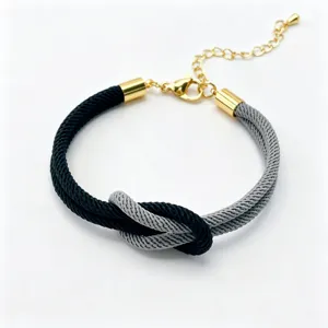Black grey braided rope bracelet double color 8-knot adjustable couple gift jewelry