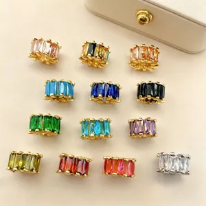 Copper Plated Colorful Zirconia Wheel Bead Pendant DIY Necklace Bracelet Spacer Bead Fashion Jewelry Gift